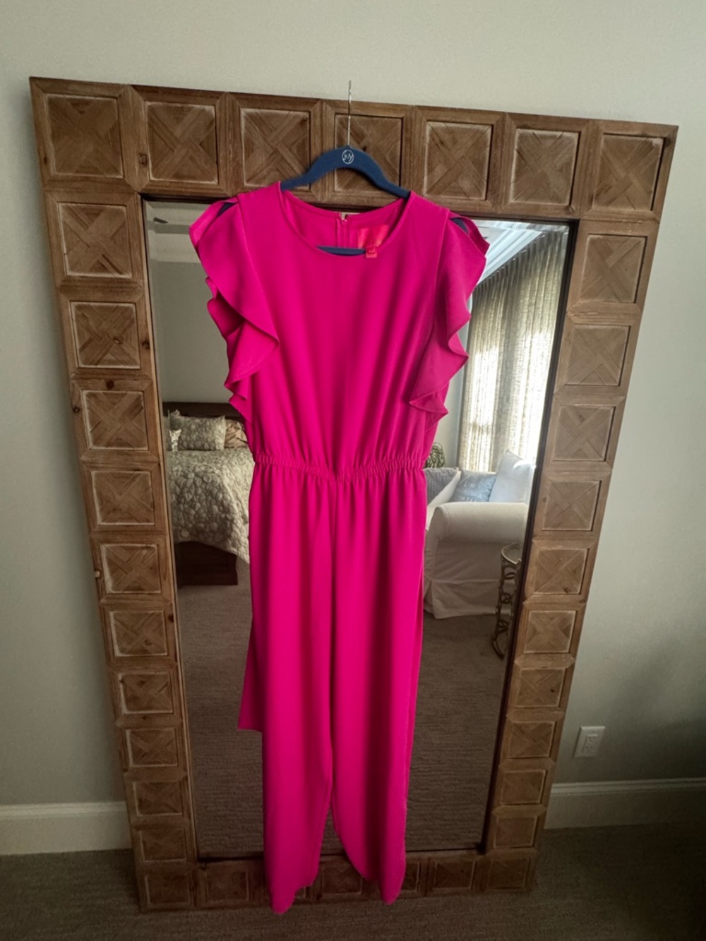 Lilly Pulitzer Hot Pink Ruffle Sleeve Jumpsuit